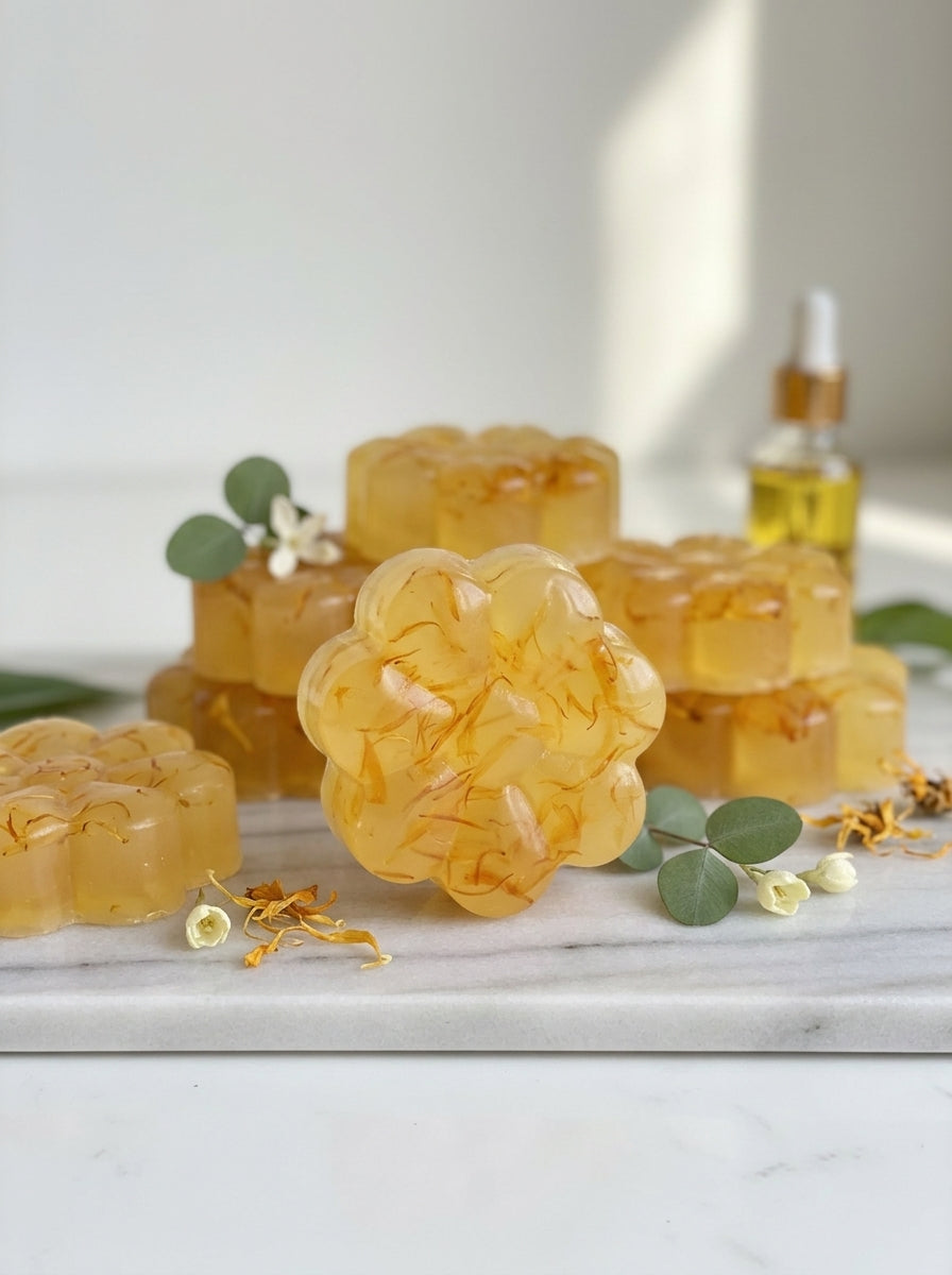 Jabón Artesanal Calmante · Caléndula & Miel